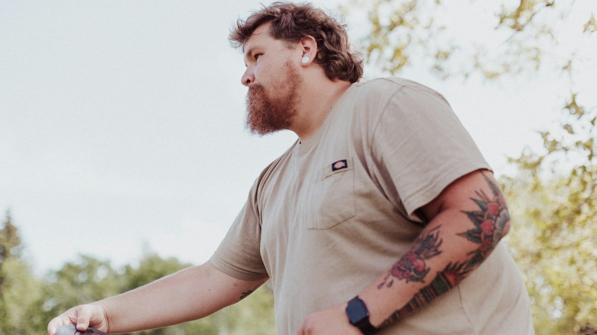 a man holding a frisbee