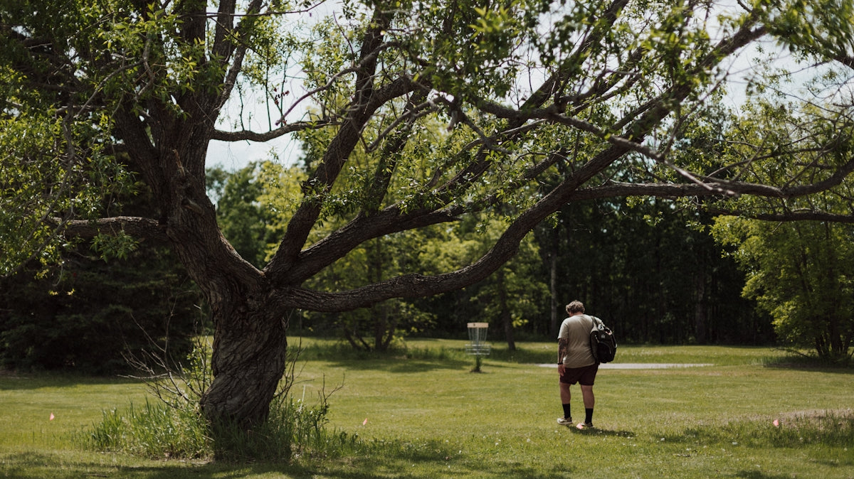 a person walking in a park