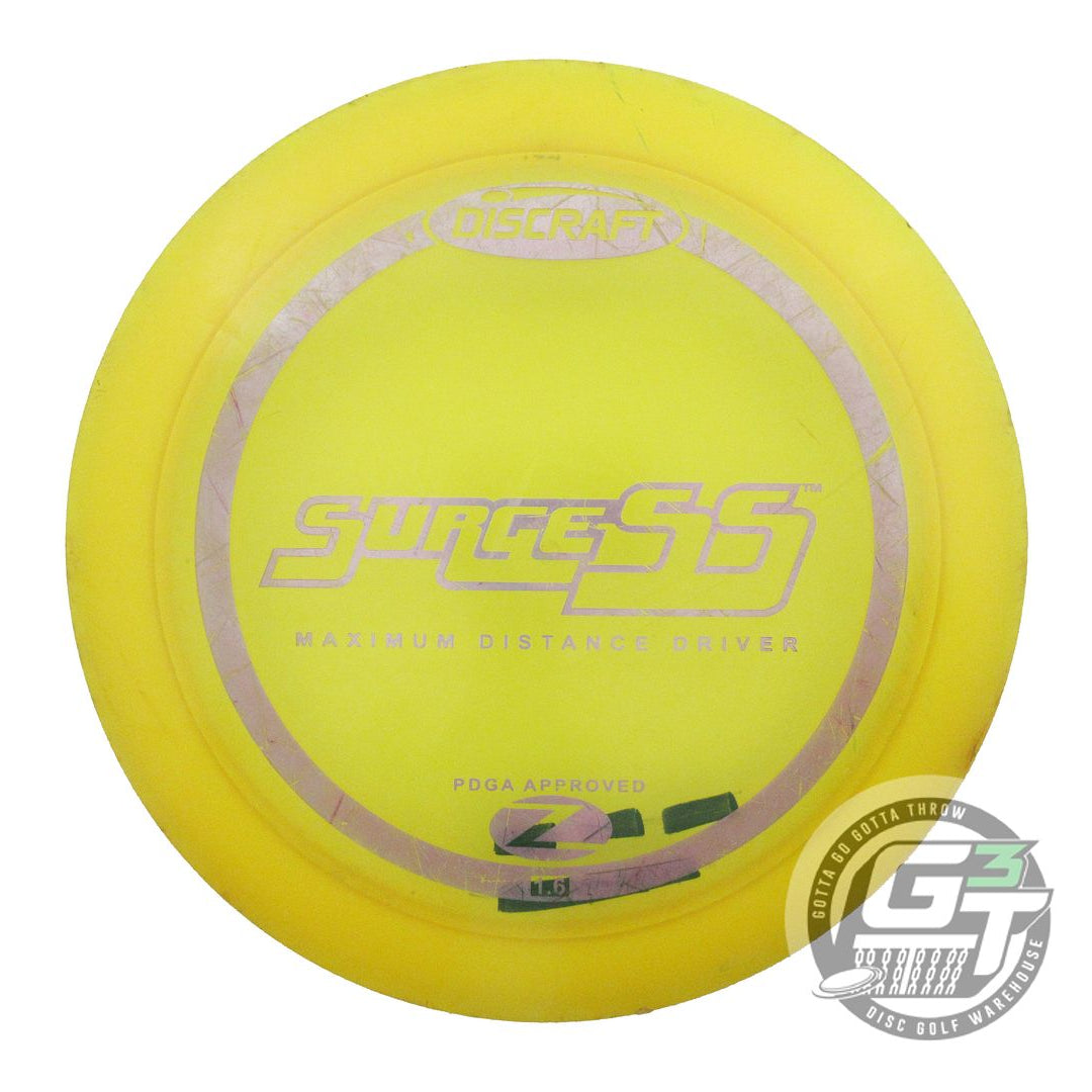 USED Discraft Z Surge SS 174g Yellow Gray Foil PFN Distance Driver Golf Disc