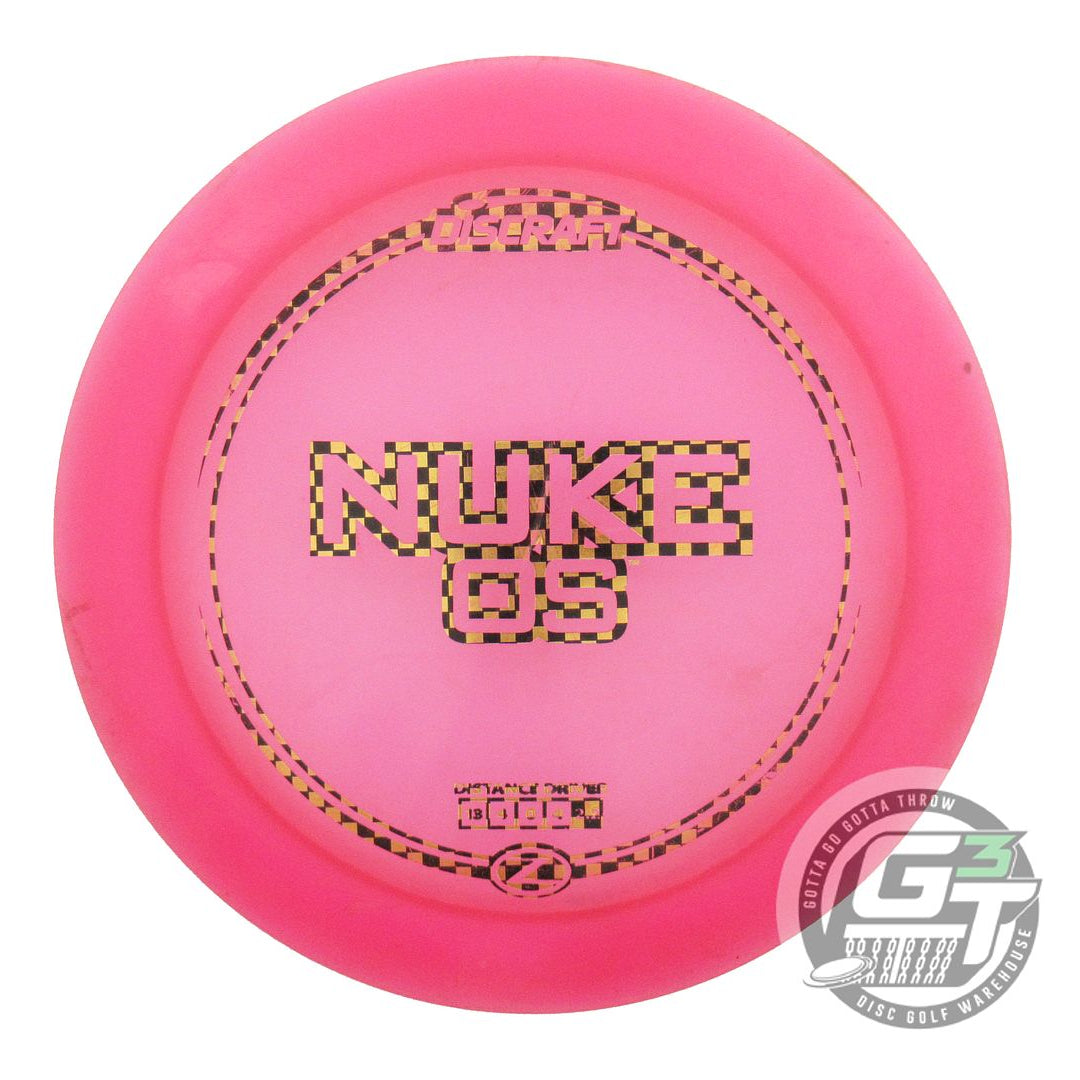 USED Discraft Z Nuke OS 176g Pink Checker Foil Distance Driver Golf Disc