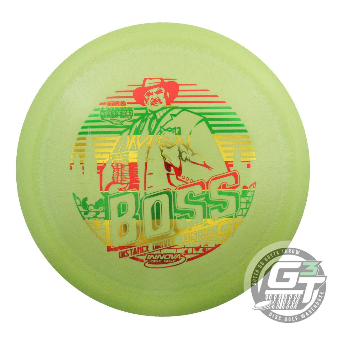 USED Innova GStar Boss 149g Olive Green Rasta Foil Distance Driver Golf Disc