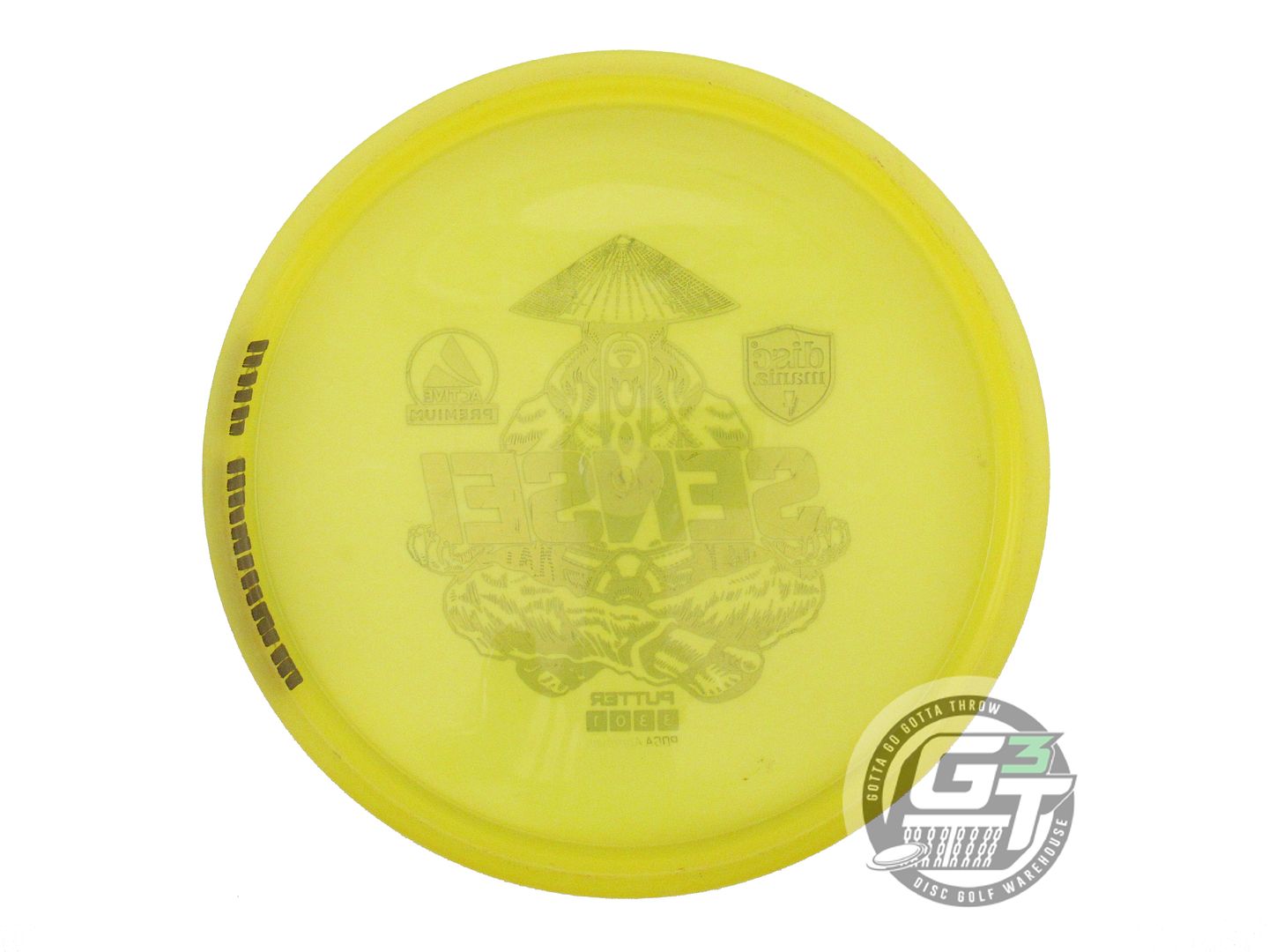 USED DiscMania Active Premium Sensei 174g Yellow Black Stamp Putter Golf Disc