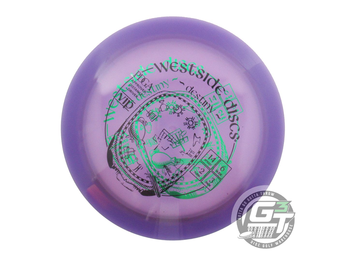 USED Westside Discs X-OUT VIP Destiny 174g Purple Distance Driver Golf Disc
