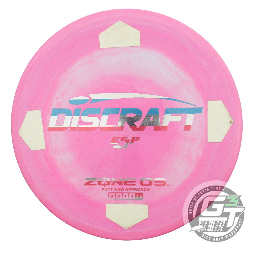 USED Discraft ESP Zone OS 175g Pink-Seafoam Stripe GLOW TAPE Putter Golf Disc