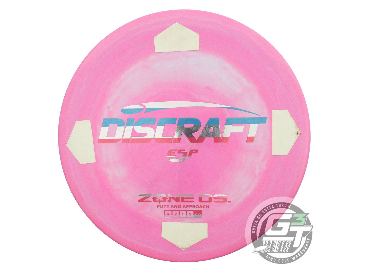USED Discraft ESP Zone OS 175g Pink-Seafoam Stripe GLOW TAPE Putter Golf Disc