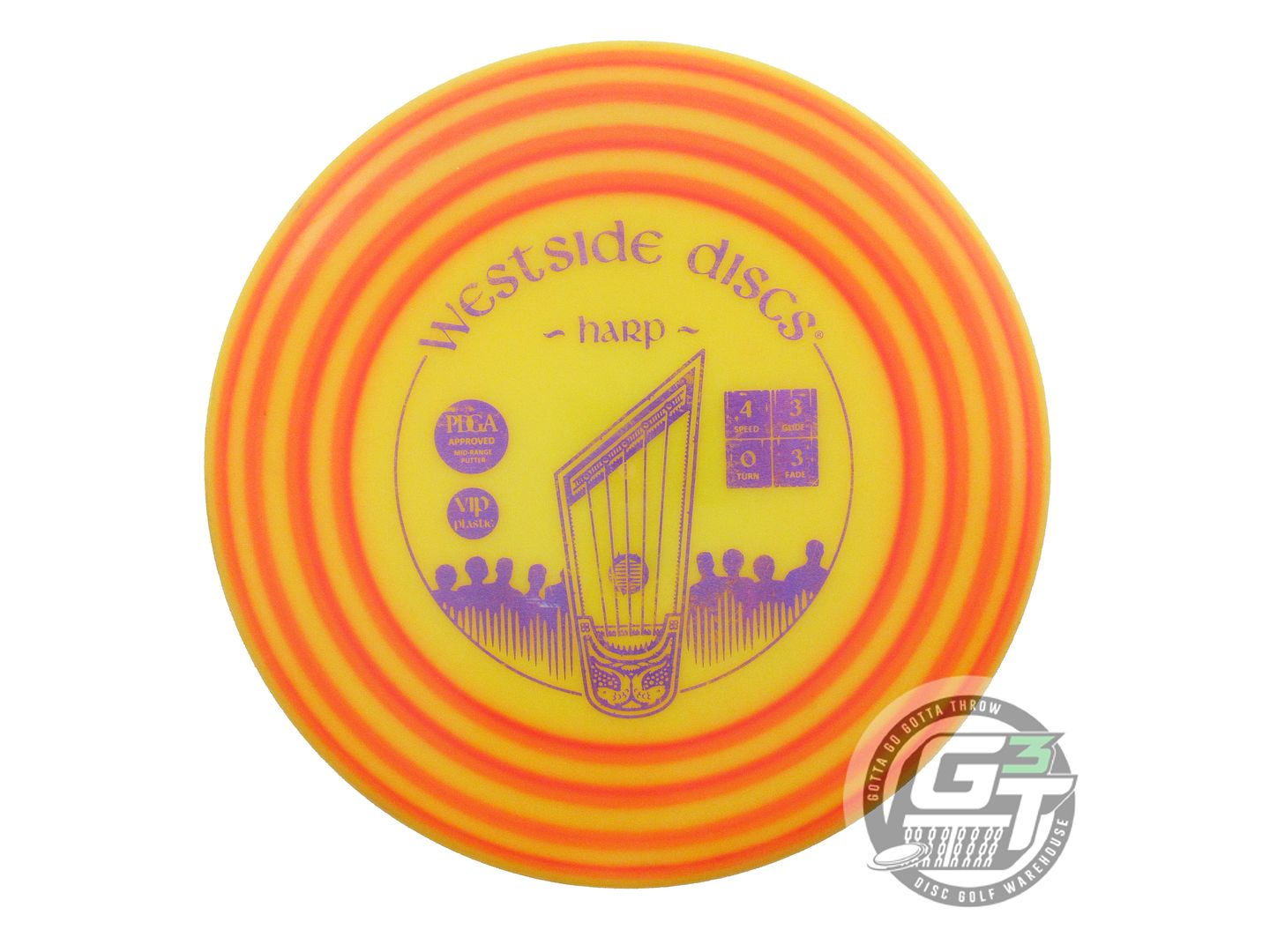 USED Westside Discs VIP Harp 176g Yellow HOME DYED Putter Golf Disc