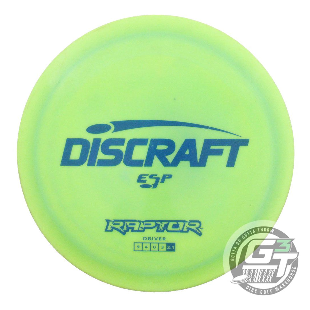 USED Discraft ESP Raptor 173g Lime Blue Stamp Distance Driver Golf Disc