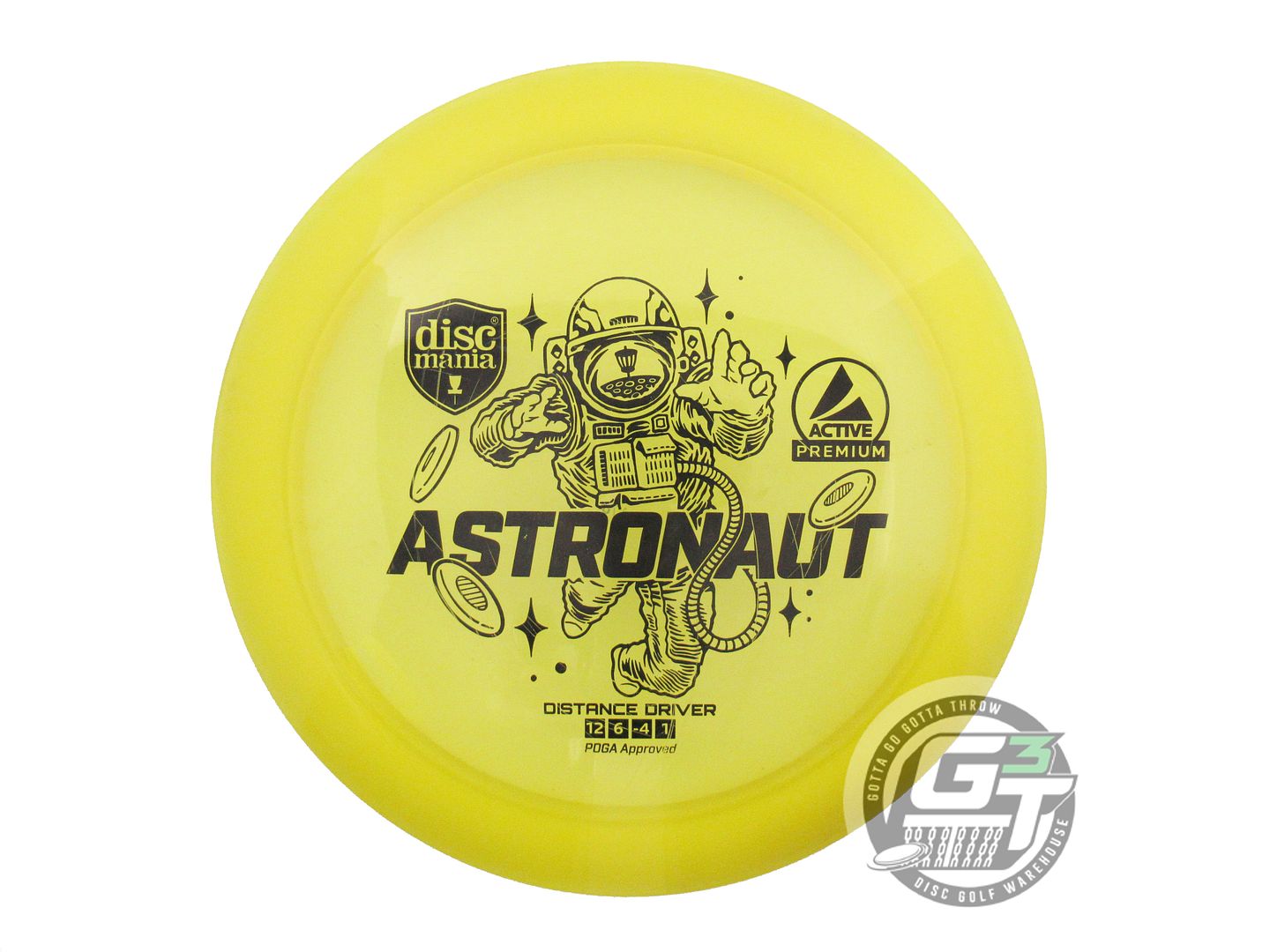 USED DiscMania Active Premium Astronaut 171g Yellow Black Stamp Driver Golf Disc
