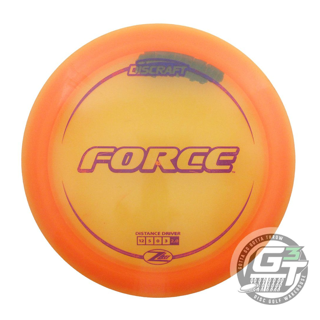 USED Discraft Z Lite Force 168g Orange Purple Stamp Distance Driver Golf Disc