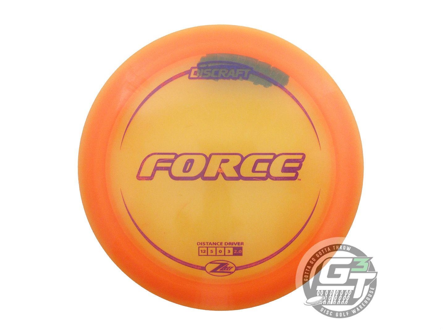 USED Discraft Z Lite Force 168g Orange Purple Stamp Distance Driver Golf Disc
