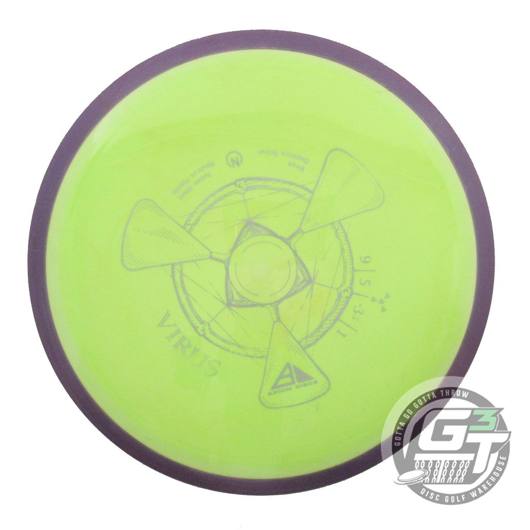 USED Axiom Discs Neutron Virus 175g Yellow Purple Rim Distance Driver Golf Disc