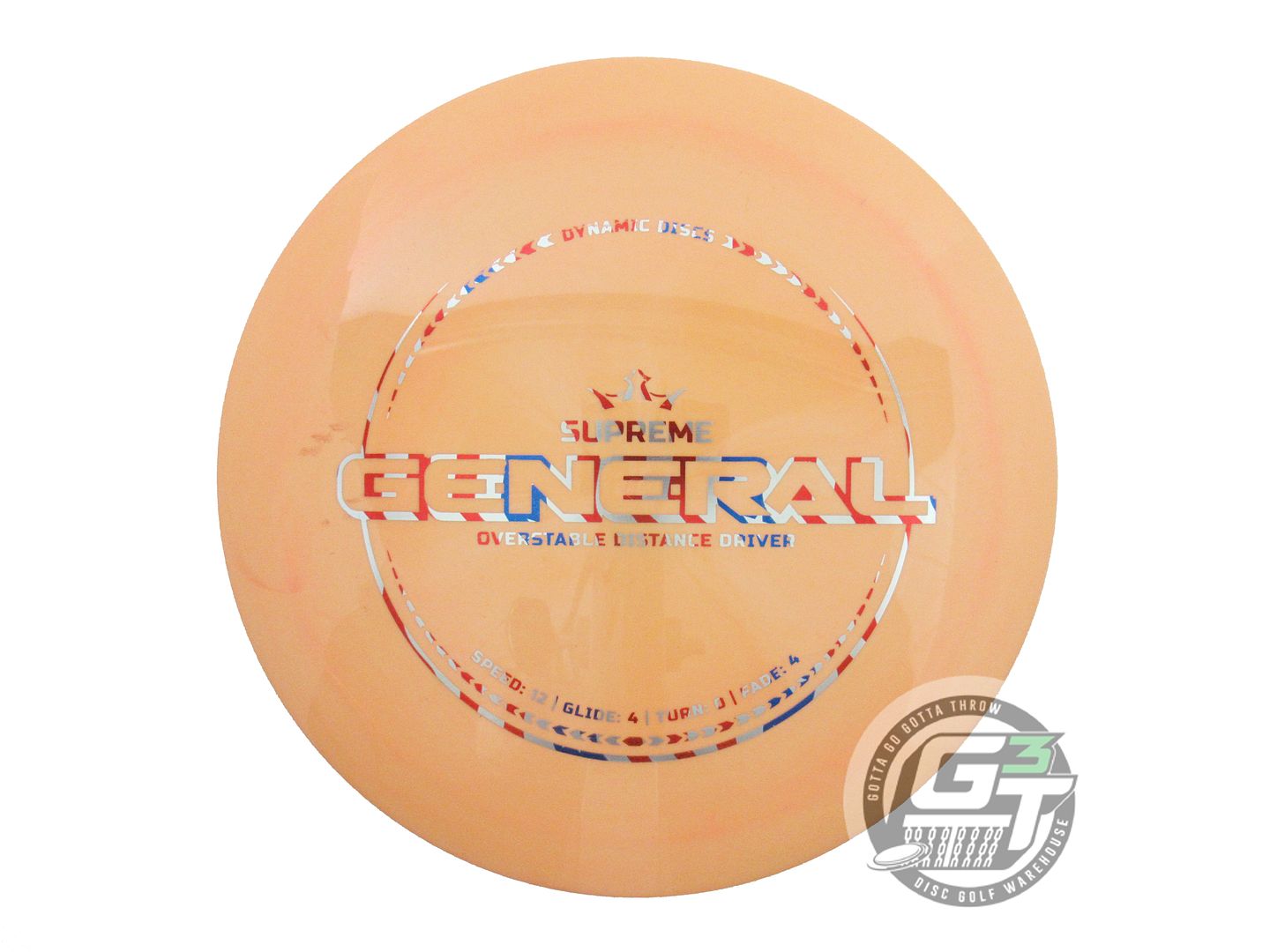 USED Dynamic Discs Supreme General 175g Peach Flag Foil Distance Driver Disc