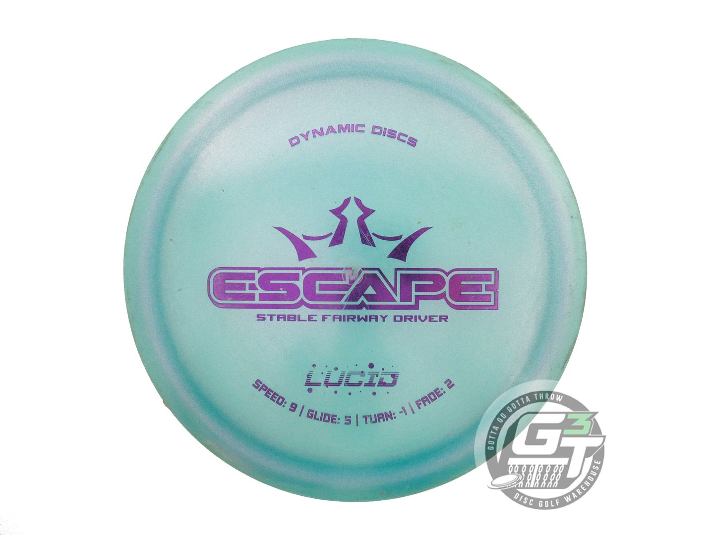 USED Dynamic Discs Glimmer Lucid Escape 173g Seafoam Purple Foil Driver Disc