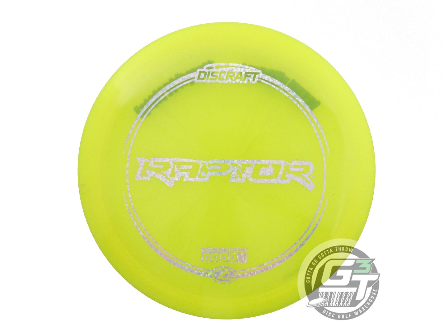 USED Discraft Z Raptor 172g Yellow Silver Glitter Foil Distance Driver Golf Disc