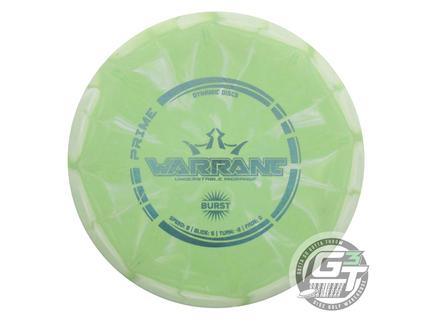 USED Dynamic Discs Prime Burst Warrant 178g Lime Aqua Foil Midrange Golf Disc