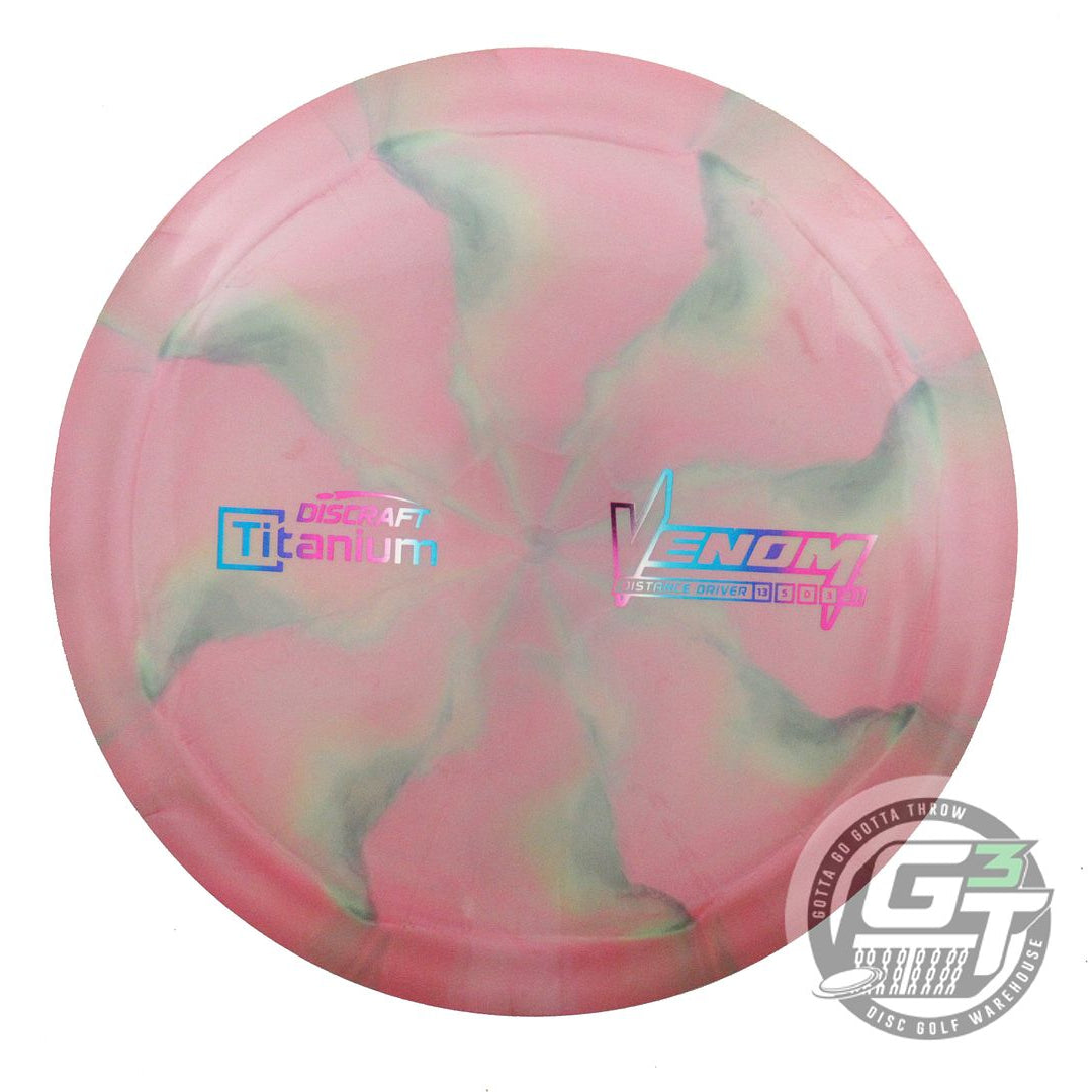 USED Discraft Titanium Venom 168g Pink-Green Distance Driver Golf Disc