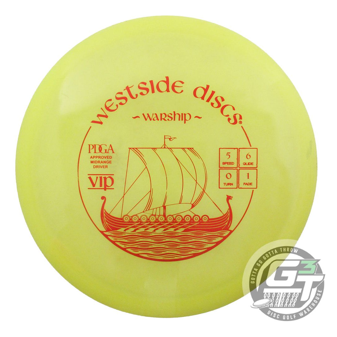 USED Westside Discs VIP Warship 174g Yellow Red Foil Midrange Golf Disc