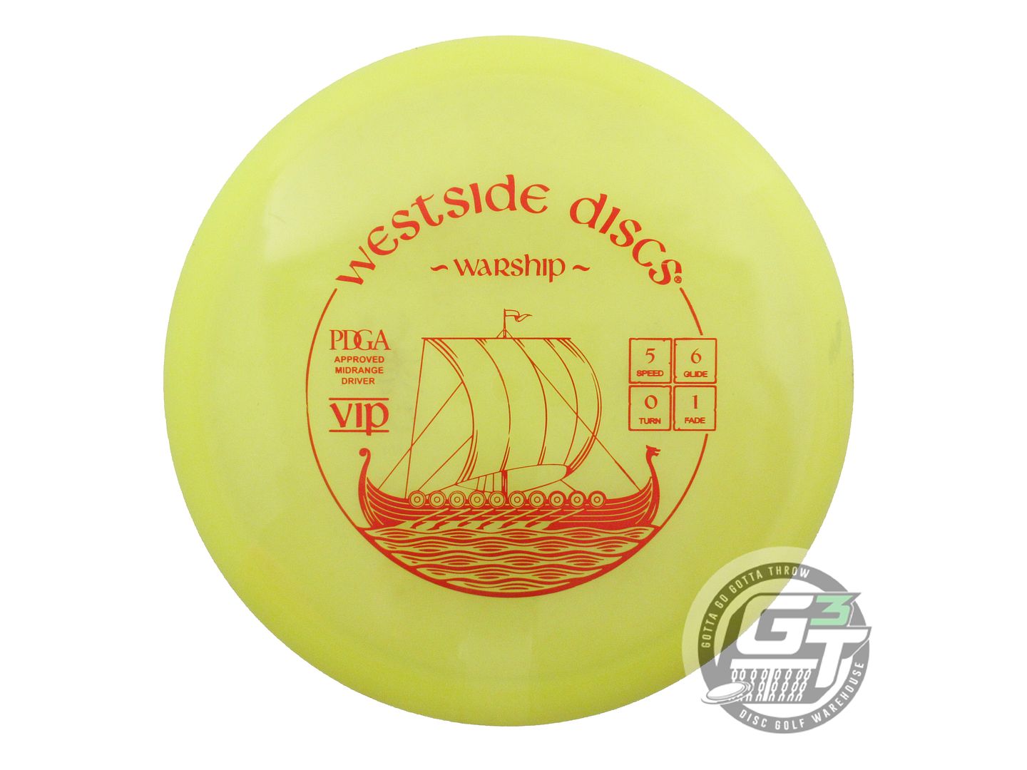 USED Westside Discs VIP Warship 174g Yellow Red Foil Midrange Golf Disc