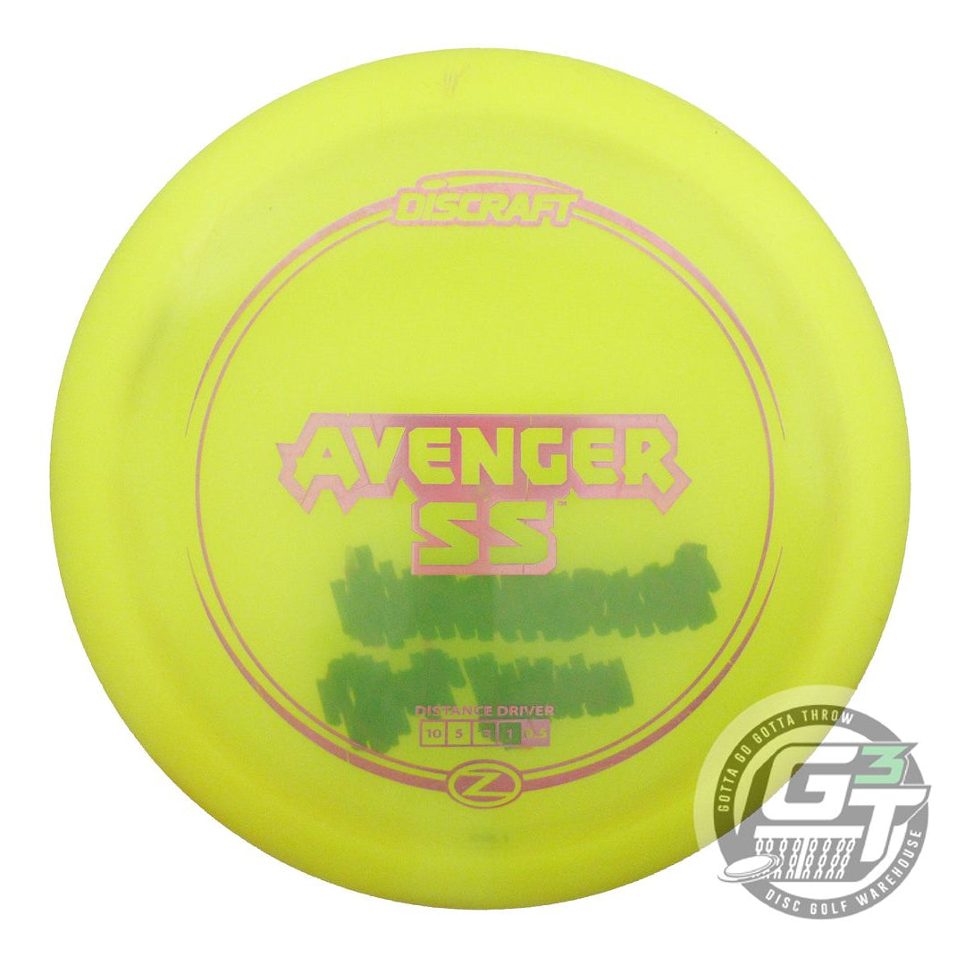 USED Discraft Z Avenger SS 180g Yellow Pink Holo Foil Distance Driver Golf Disc