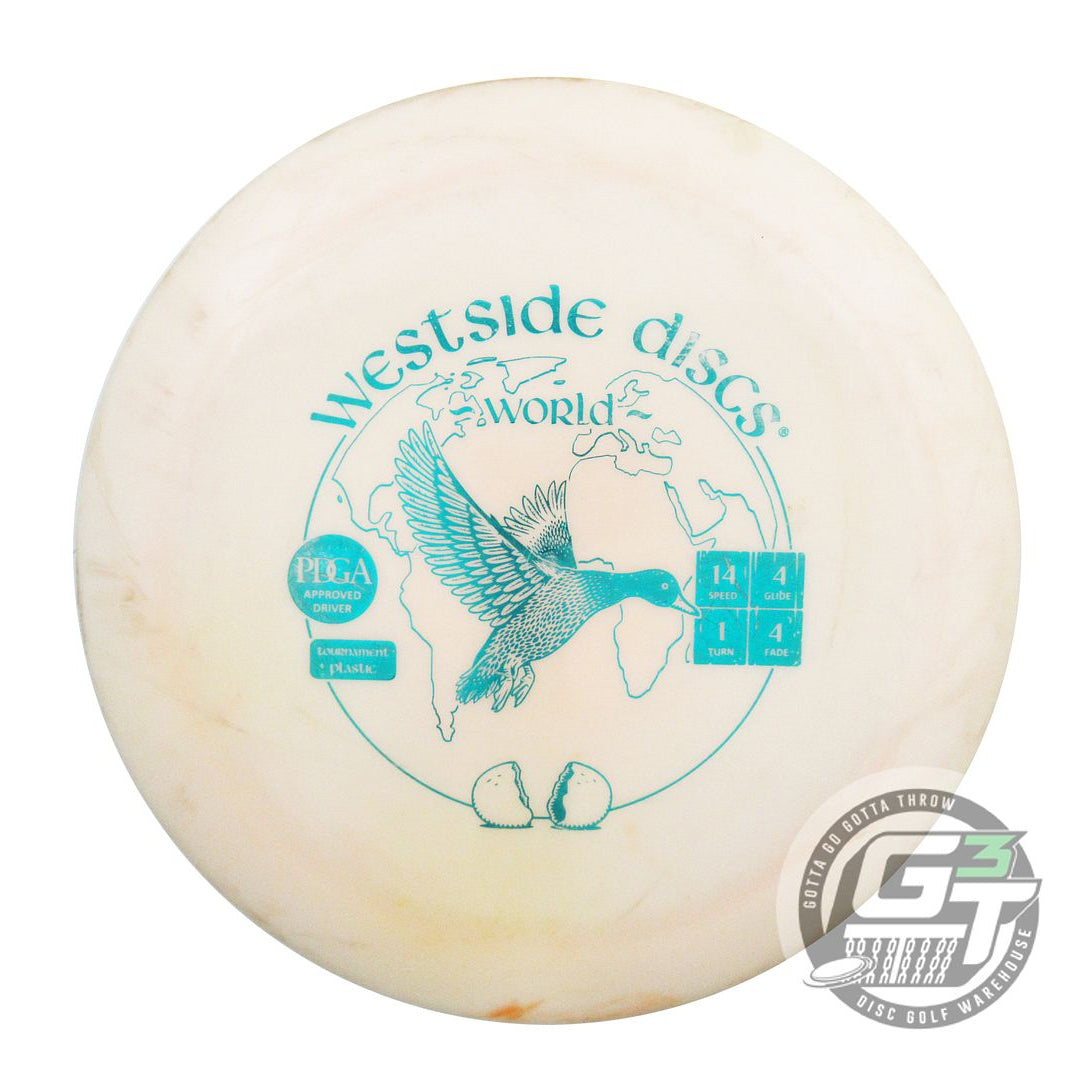 USED Westside Discs Tournament World 171g White Teal Foil Distance Driver Disc