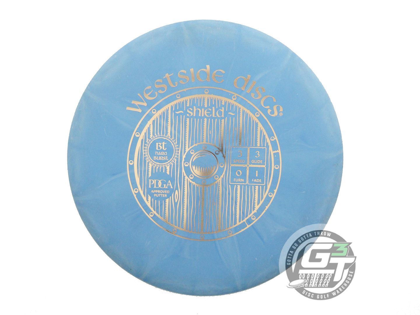 USED Westside Discs BT Hard Burst Shield 175g Blue Gold Foil Putter Golf Disc