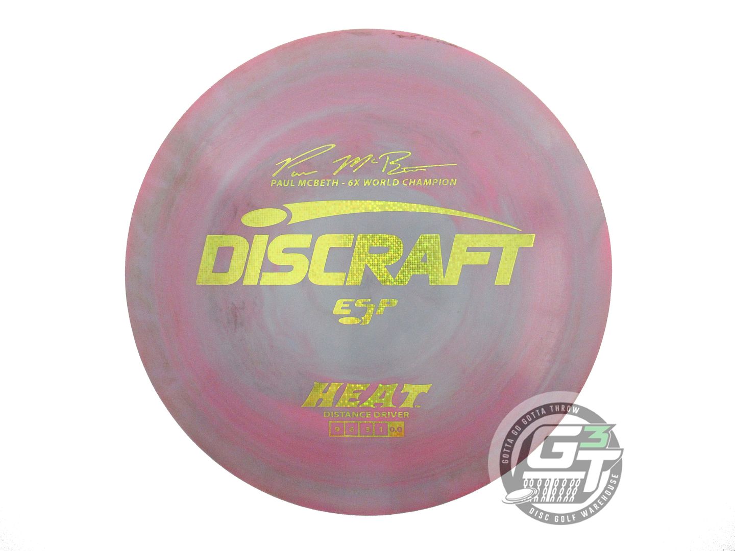 USED Discraft ESP Heat 168g Purple-Gray Yellow Matrix Foil Distance Driver Disc