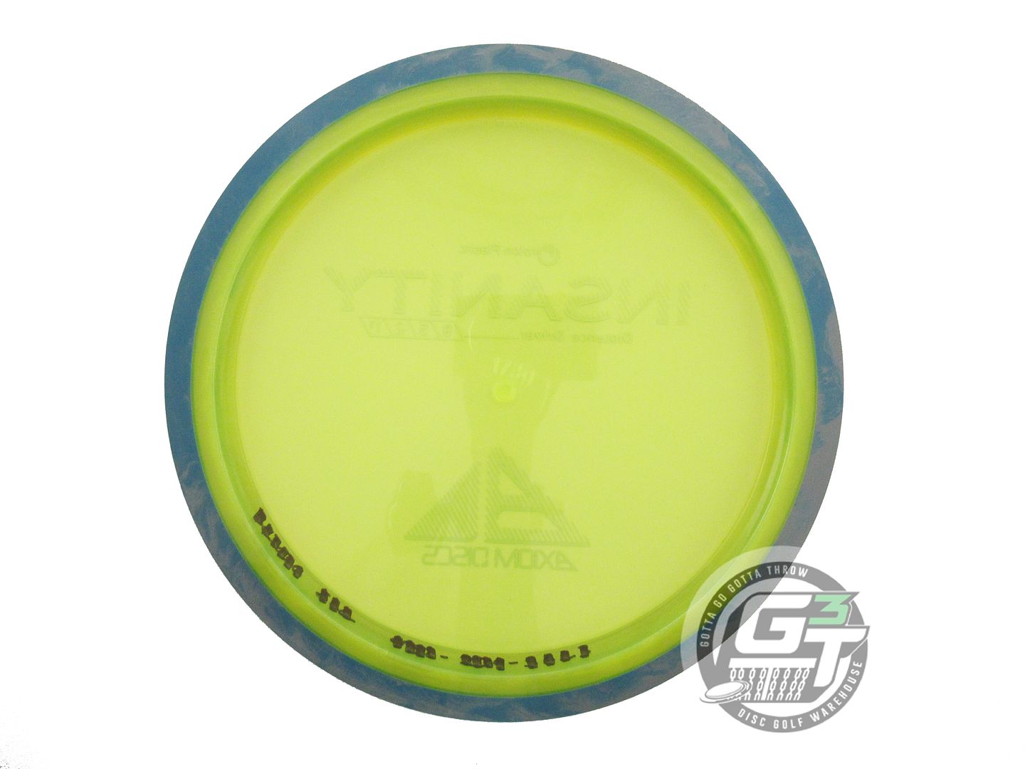 USED Axiom Discs Proton Insanity 173g Yellow Blue Rim Distance Driver Golf Disc