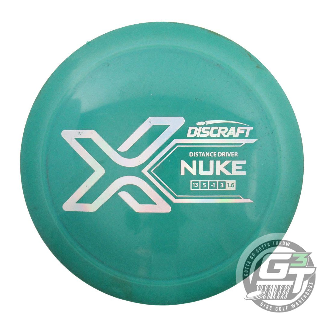 USED Discraft X Nuke 169g Green Silver Holo Foil Distance Driver Golf Disc