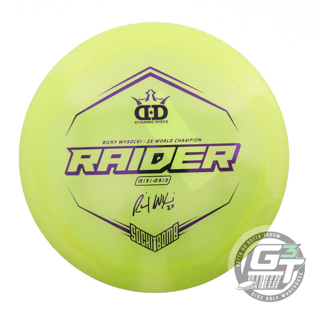 Dynamic Discs Limited Edition Ricky Wysocki Sockibomb Bottom Stamp Glimmer Lucid Ice Raider Distance Driver Golf Disc (Individually Listed)