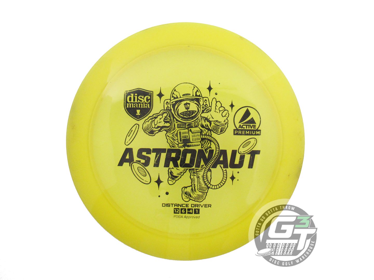 USED DiscMania Active Premium Astronaut 175g Yellow Black Stamp Driver Golf Disc