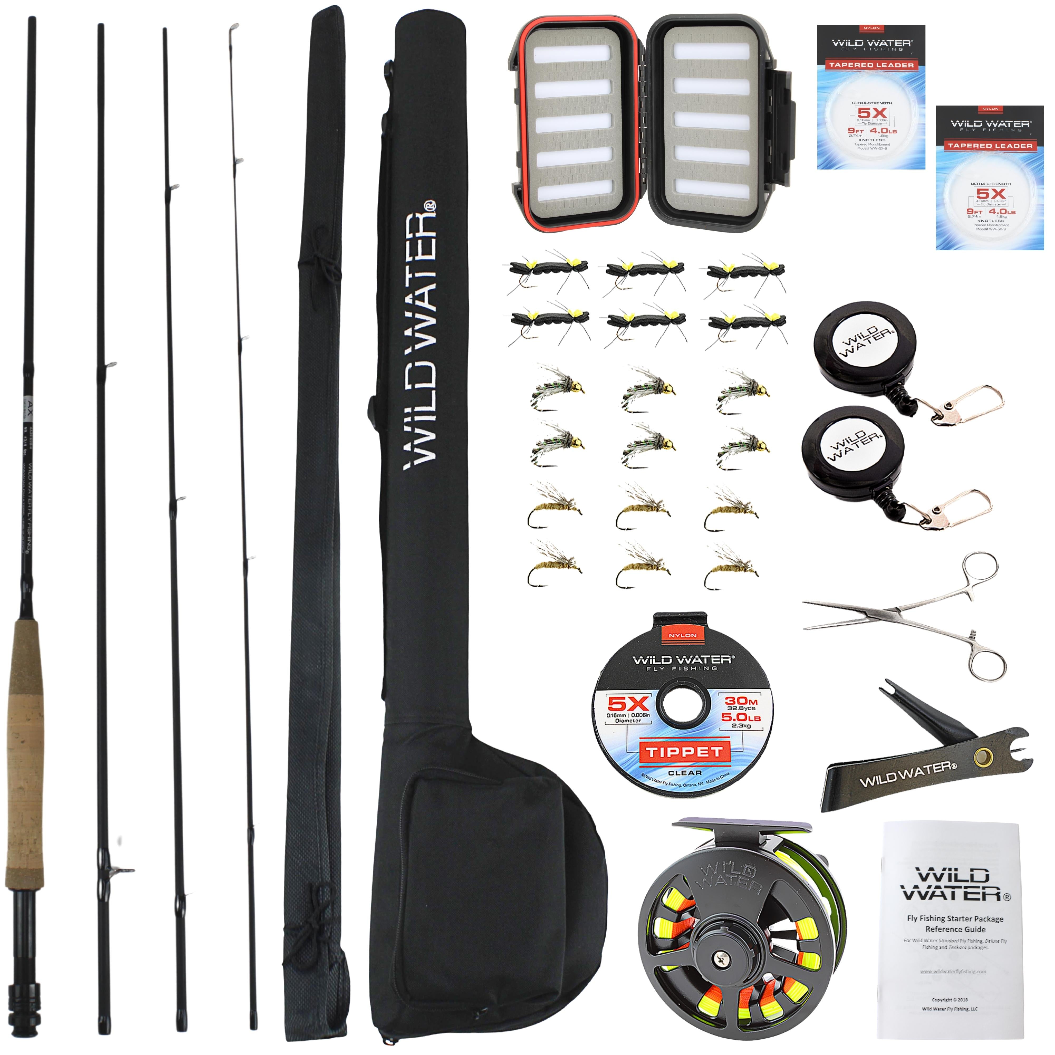 Wild Water Deluxe Fly Fishing Kit, 8 ft 5 wt 4 piece Rod