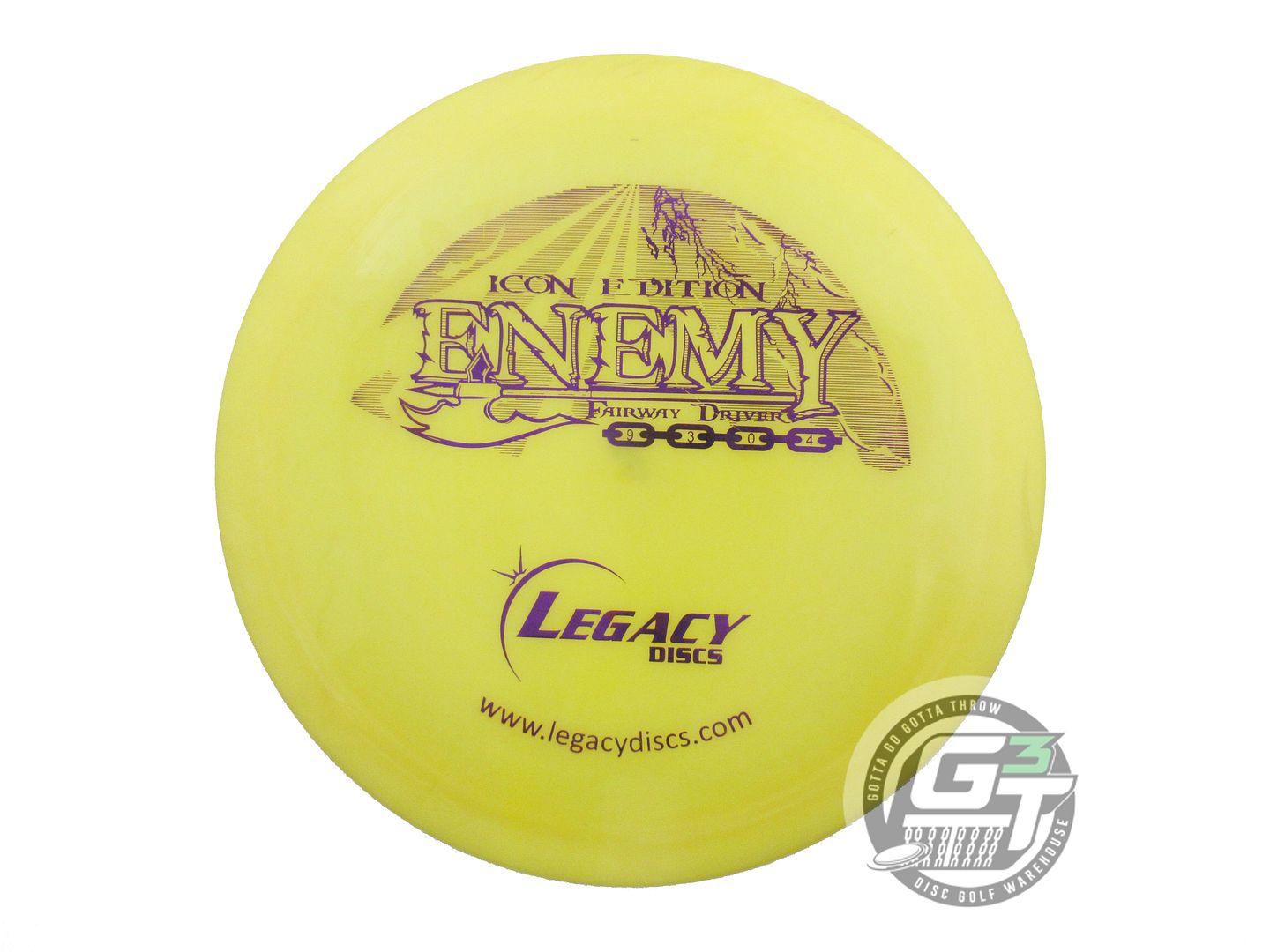 USED Legacy Discs Icon Enemy 172g Yellow Purple Foil Fairway Driver Golf Disc
