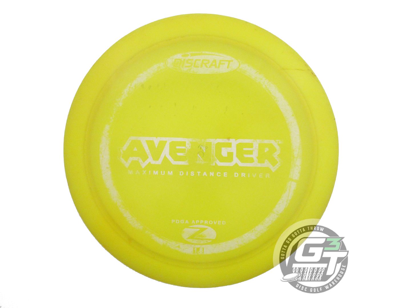 USED Discraft Z Avenger 168g Yellow White Stamp PFN Distance Driver Golf Disc