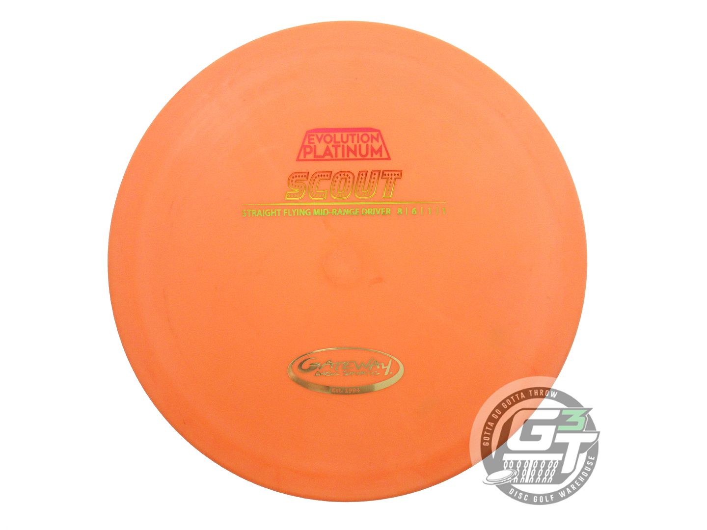 USED Gateway Evolution Platinum Scout 174g Orange Rasta Foil Midrange Golf Disc