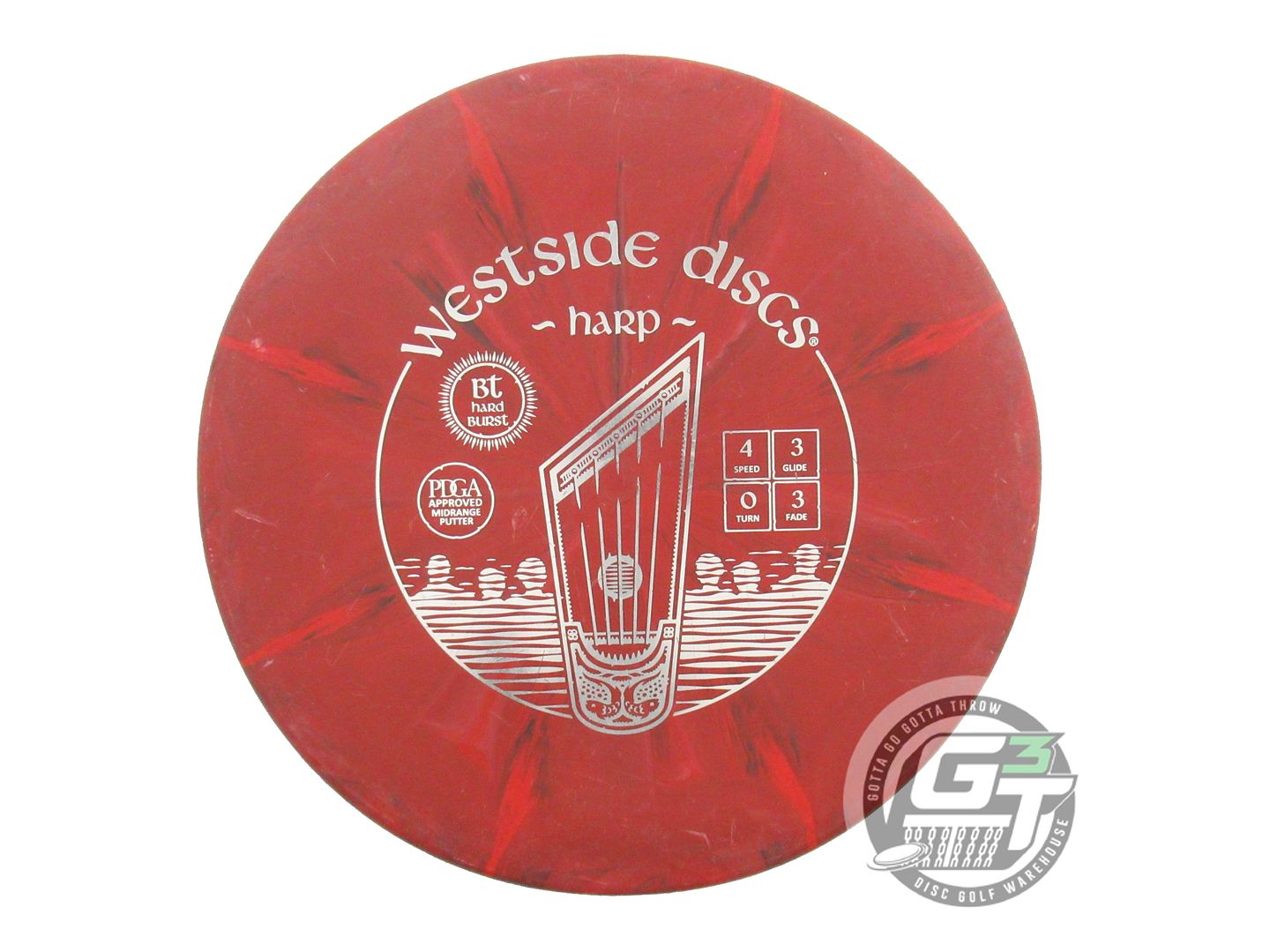 USED Westside Discs BT Hard Burst Harp 173g Red Silver Foil Putter Golf Disc