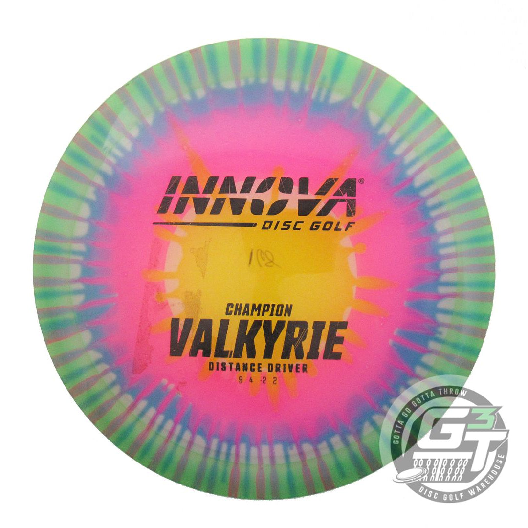 USED Innova I-DYE Champion Valkyrie 168g Lime Burst Distance Driver Golf Disc