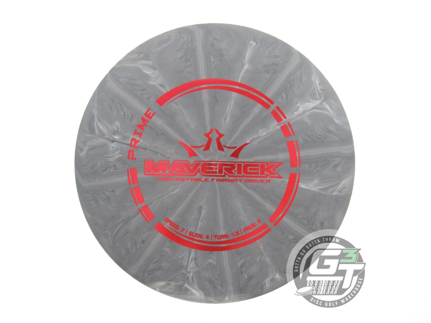USED Dynamic Discs Prime Burst Maverick 176g Gray Red Foil Distance Driver Disc
