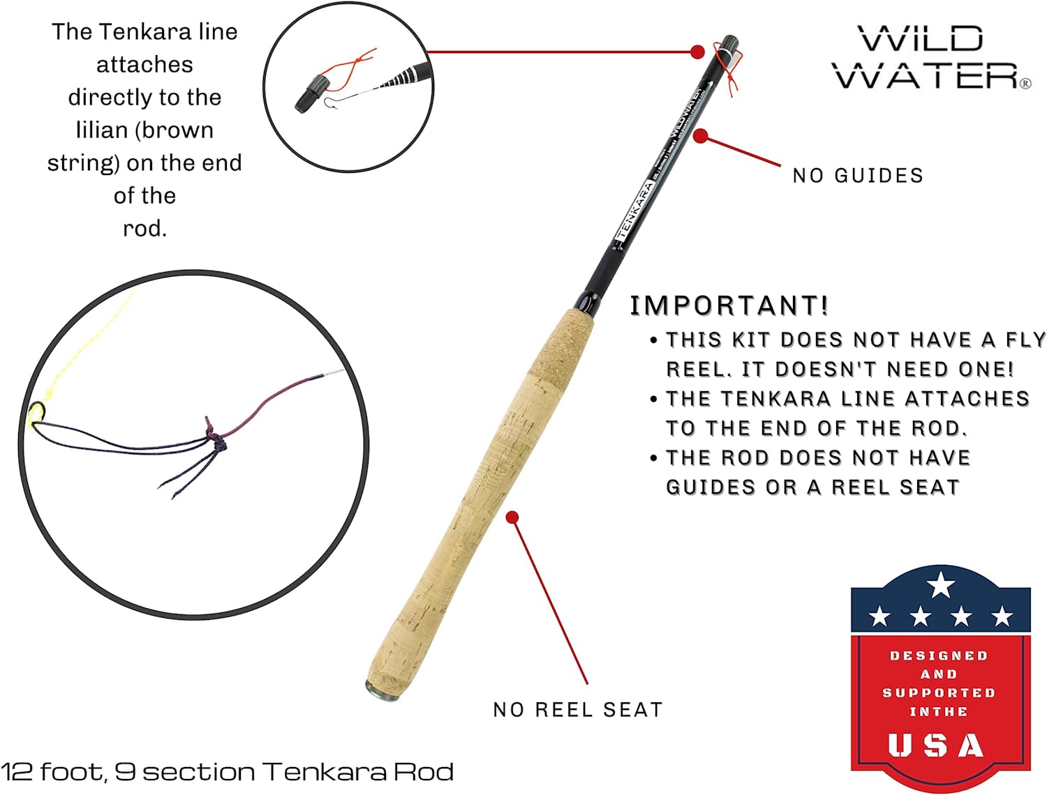 Wild Water Tenkara Fly Fishing Kit 12 ft Rod