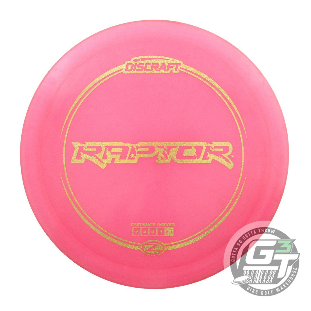 USED Discraft Z Raptor 176g Pink Gold Glitter Foil Distance Driver Golf Disc