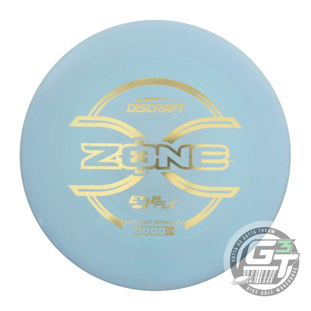 USED Discraft ESP FLX Zone 174g Sky Blue Gold Foil Putter Golf Disc