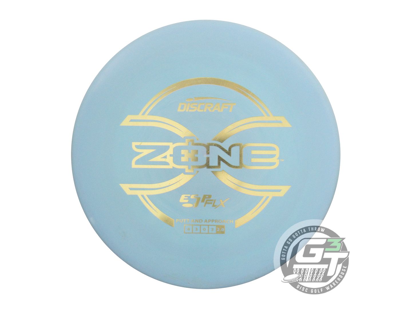 USED Discraft ESP FLX Zone 174g Sky Blue Gold Foil Putter Golf Disc