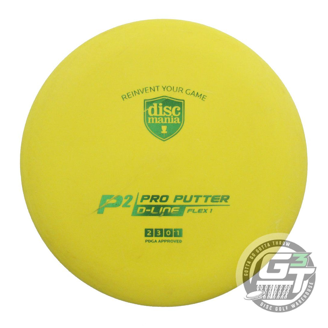 USED DiscMania D-Line Flex 1 P2 176g Yellow Green Foil Putter Golf Disc