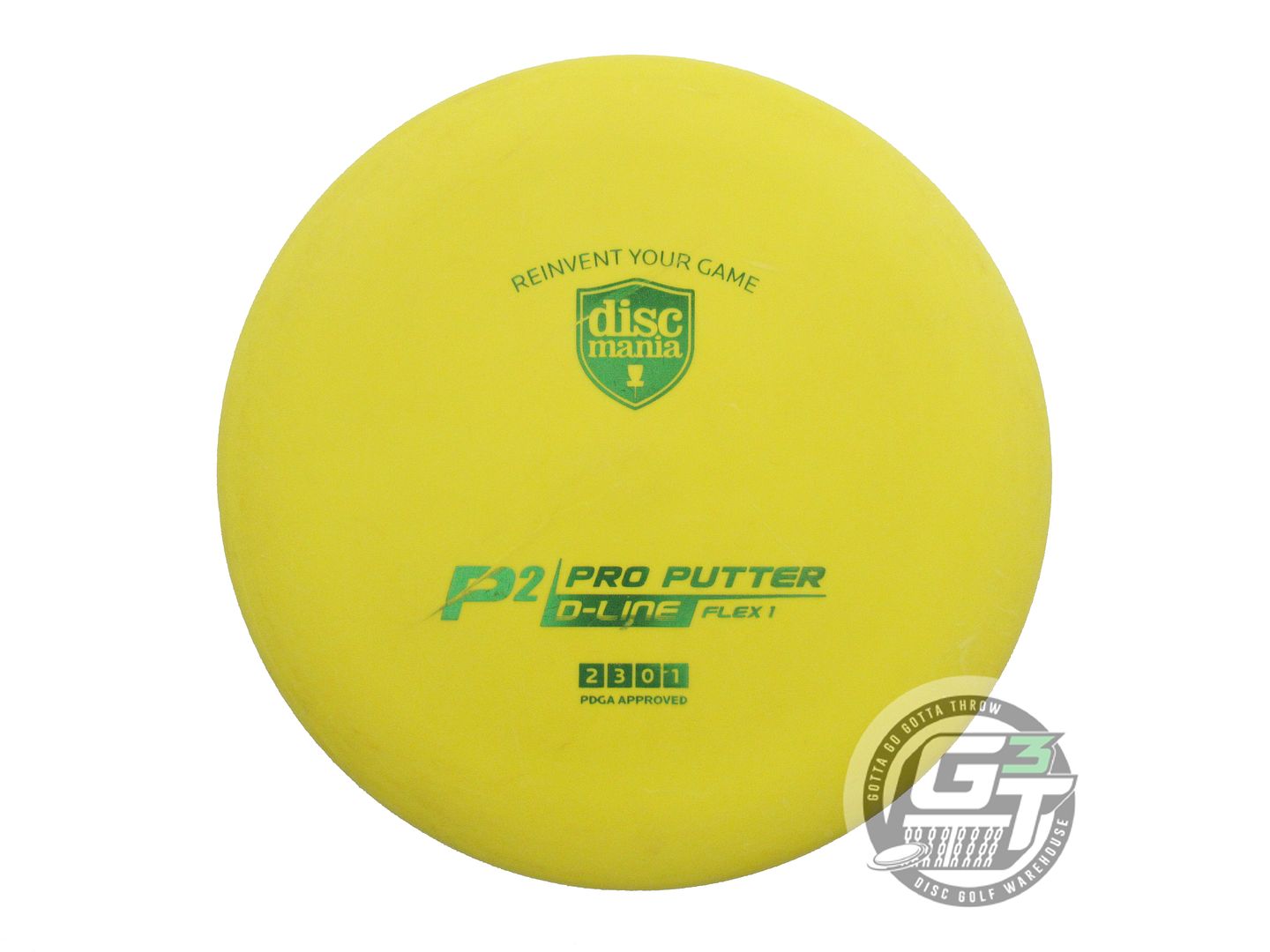 USED DiscMania D-Line Flex 1 P2 176g Yellow Green Foil Putter Golf Disc
