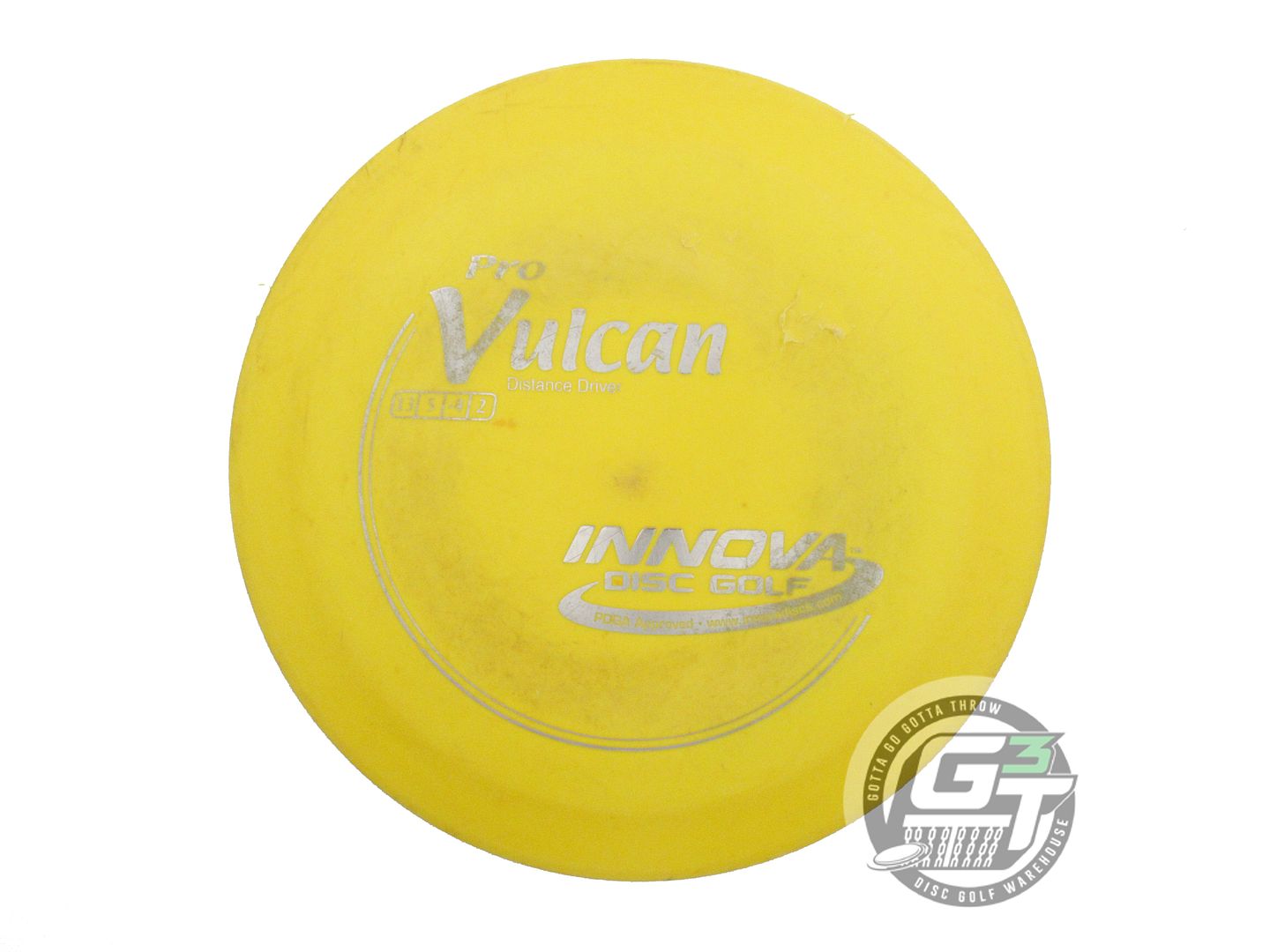 USED Innova Pro Vulcan 175g Yellow Silver Foil Distance Driver Golf Disc