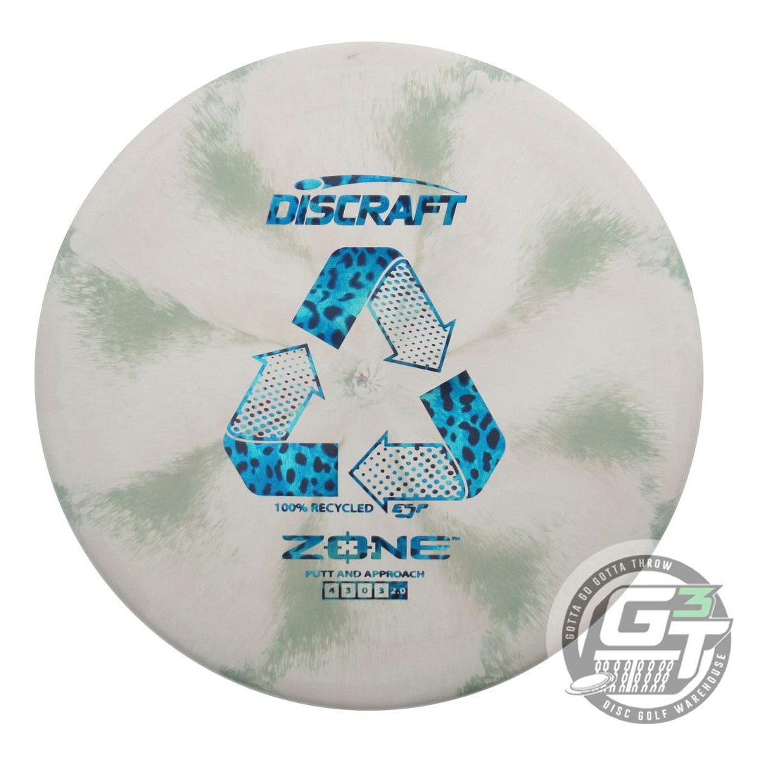 USED Discraft Recycled ESP Zone 175g Olive-Gray Blue Cheetah Foil Putter Disc