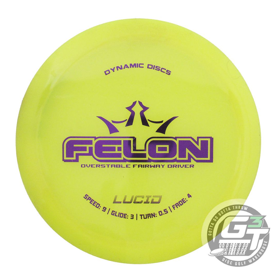 USED Dynamic Discs Lucid Felon 169g Yellow Purple Foil Fairway Driver Golf Disc