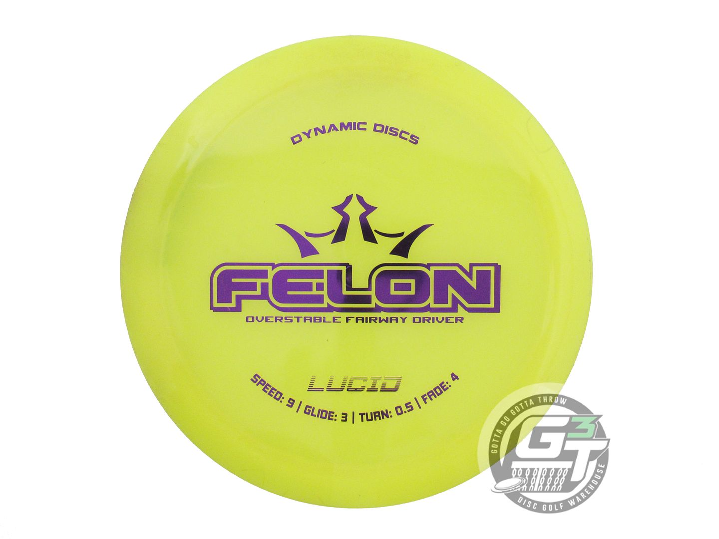USED Dynamic Discs Lucid Felon 169g Yellow Purple Foil Fairway Driver Golf Disc