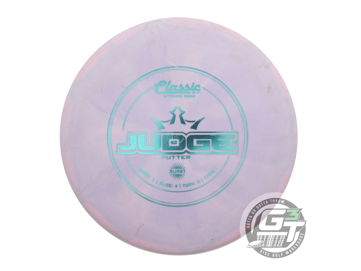 USED Dynamic Discs Classic Blend Burst Judge 174g Lilac Aqua Foil Putter Disc