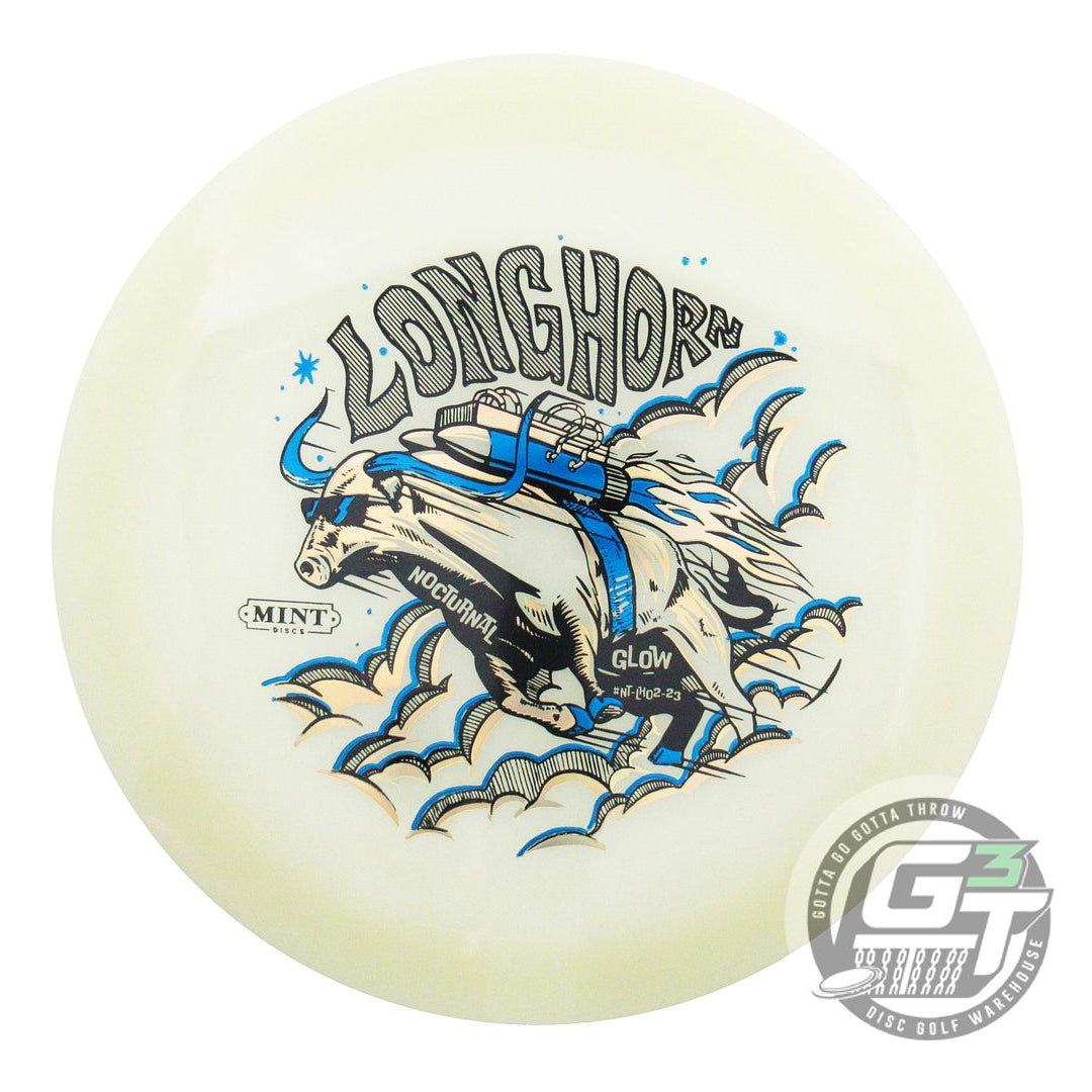 USED Mint Discs Nocturnal Glow Longhorn 172g Blue & Gold Foil Driver Golf Disc