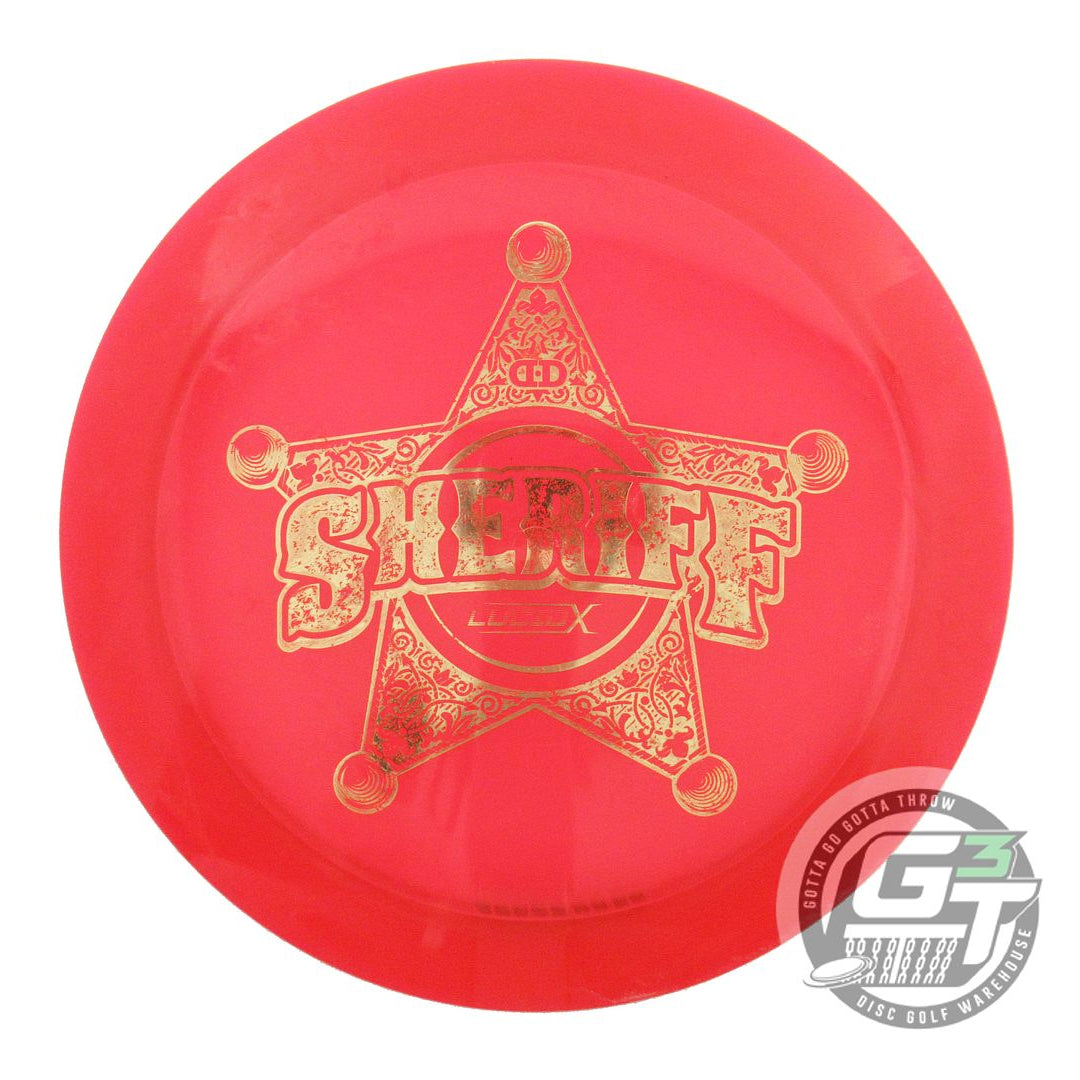 USED Dynamic Discs BADGE Lucid-X Sheriff 175g Red Gold Foil Driver Golf Disc